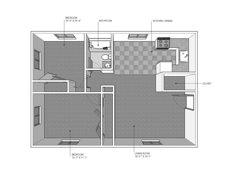 Garden-level 2 bedroom